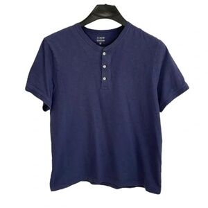 J. Crew Men’s Slub Cotton Short Sleeve Henley T-Shirt - Size L - Blue